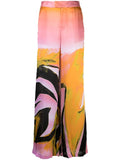 Louisa Ballou Printed Silk Trousers — Pink