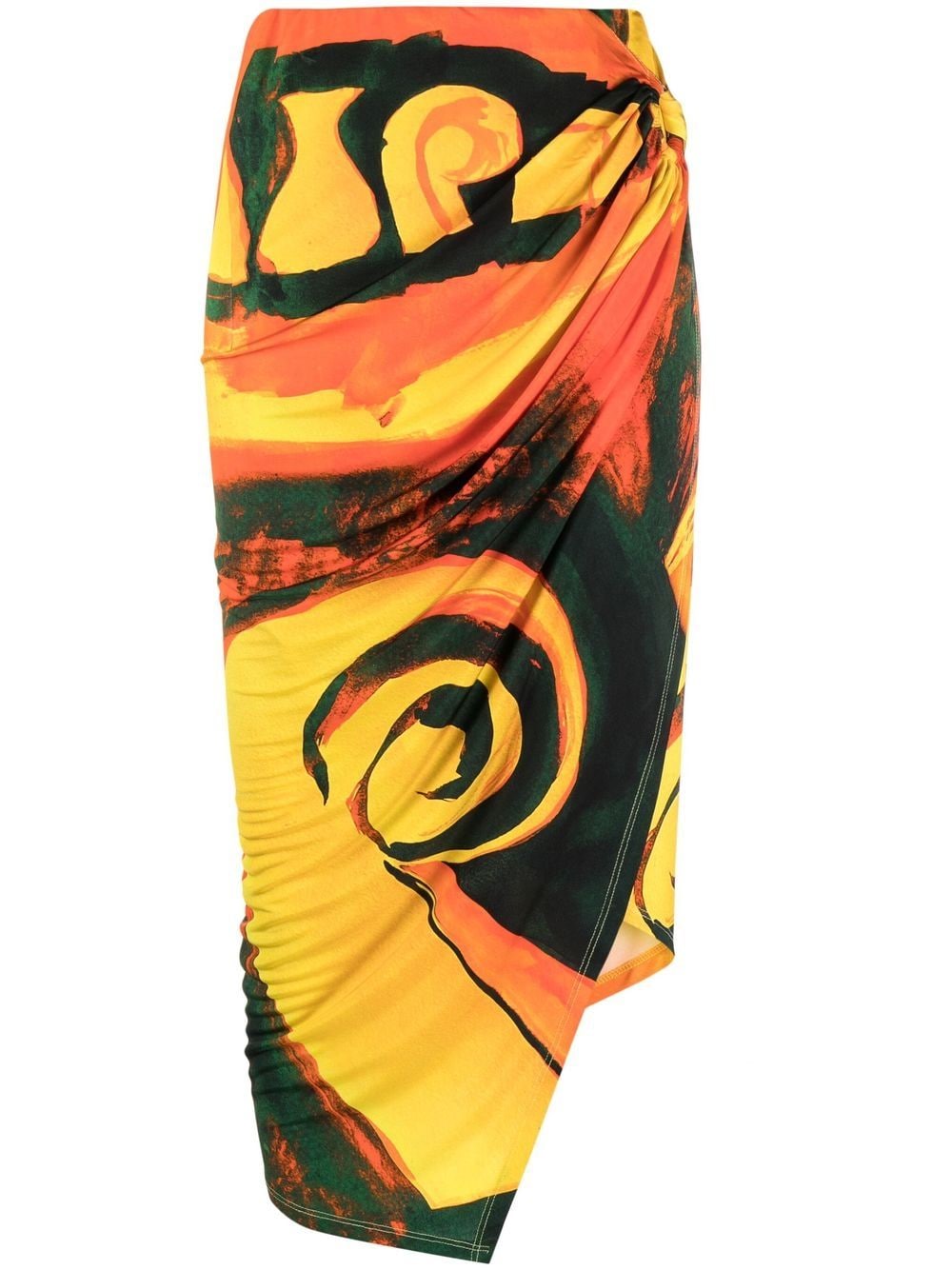 Louisa Ballou Abstract Print Draped Skirt — Multicolour