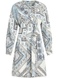 Etro Mix-Print Belted Dress — Cream