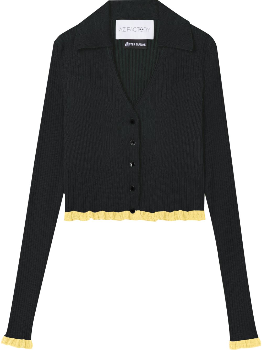 Az Factory By Ester Manas Ribbed Knit Cropped Cardigan — Black