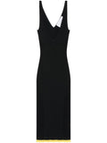 Az Factory By Ester Manas Ribbed Knit V-Neck Dress — Black