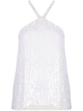 P.A.R.O.S.H. Sequined Halterneck Tank Top — White