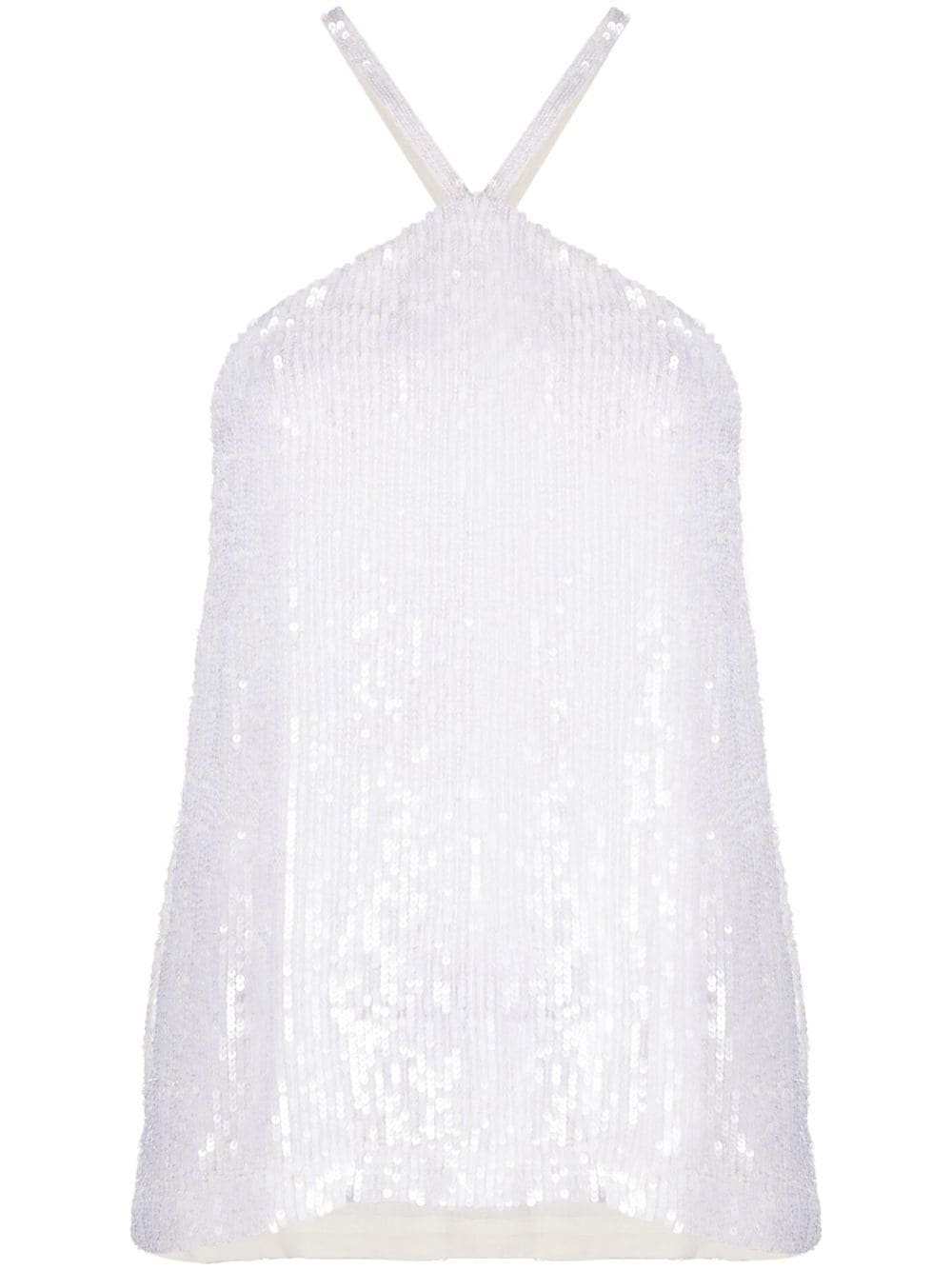 P.A.R.O.S.H. Sequined Halterneck Tank Top — White