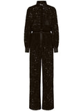 Dolce & Gabbana Lace-Trim Long-Sleeve Jumpsuit — Black