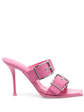 Alexander McQueen Double Buckle Leather Heels — Pink