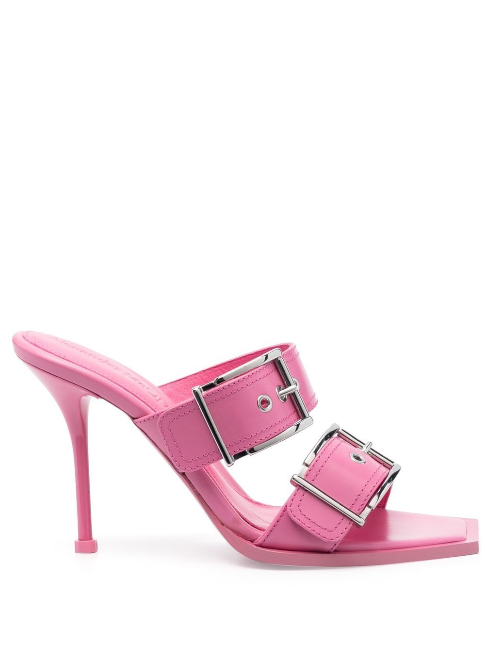 Alexander McQueen Double Buckle Leather Heels — Pink