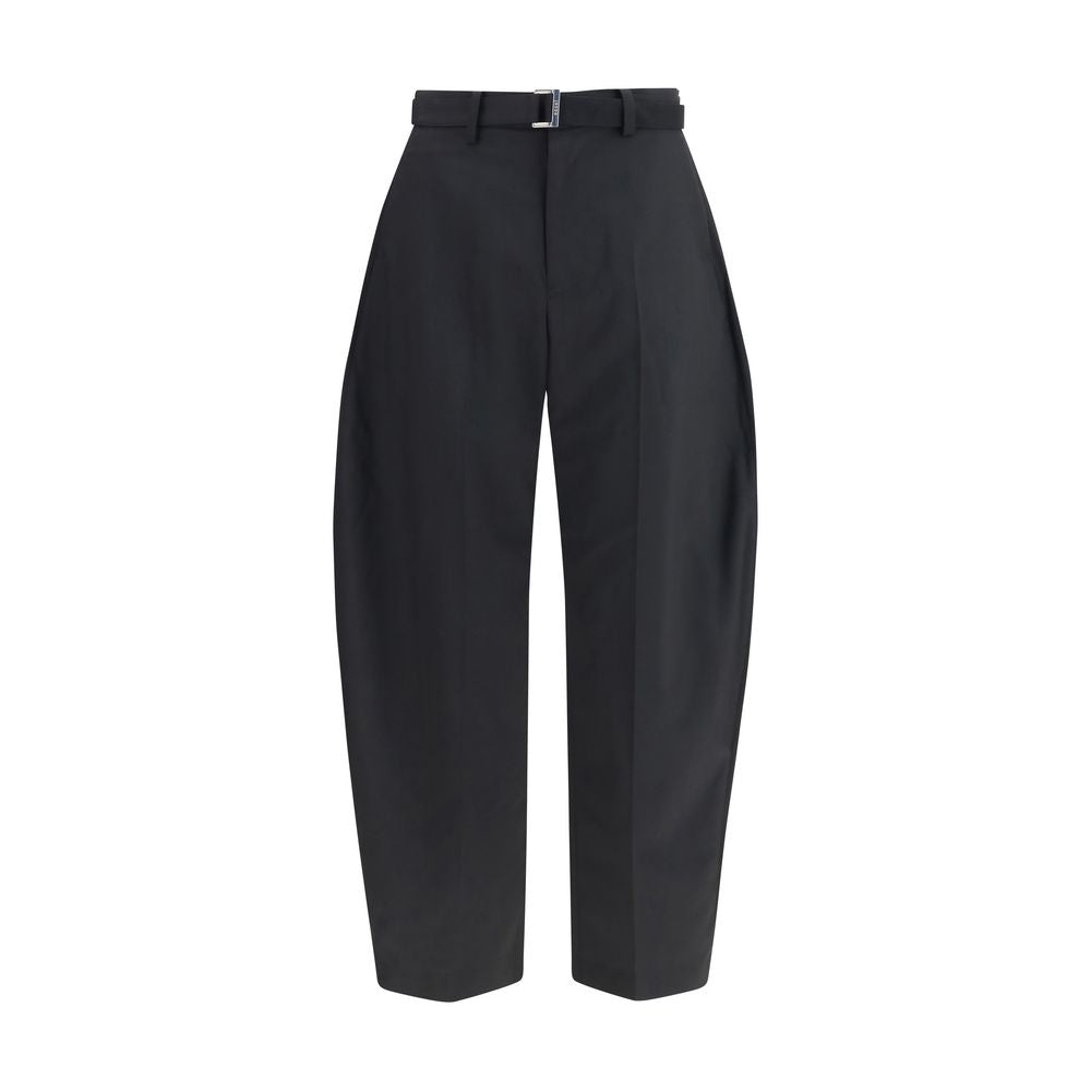 Sacai Wide-Leg Tailored Trousers — Black