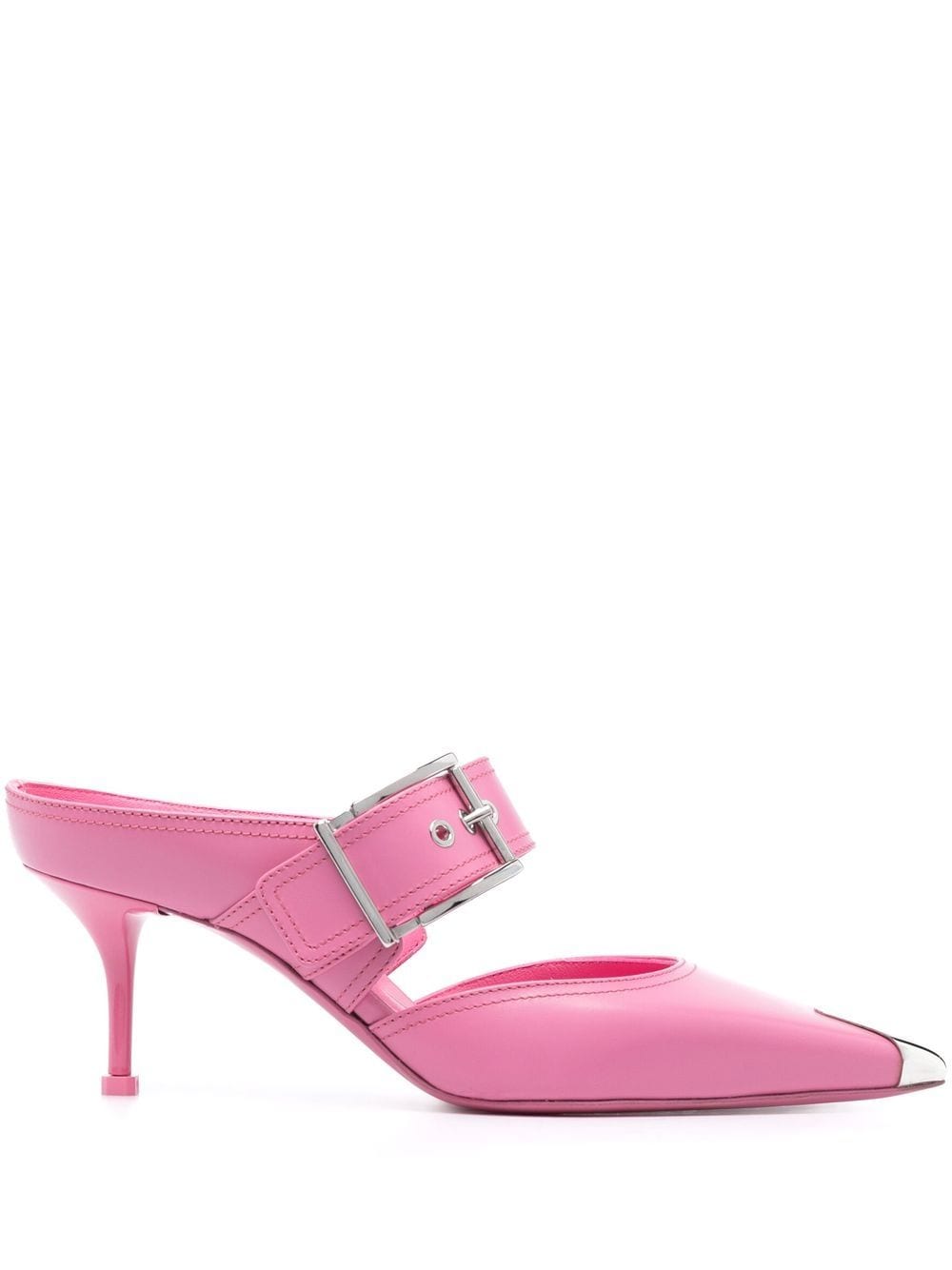 Alexander McQueen Metallic Toe-Cap Mule — Pink