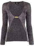 GCDS Glitter-Detailed Lurex Cardigan — Grey