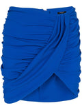 Balmain Ruched Jersey Skirt — Cobalt Blue