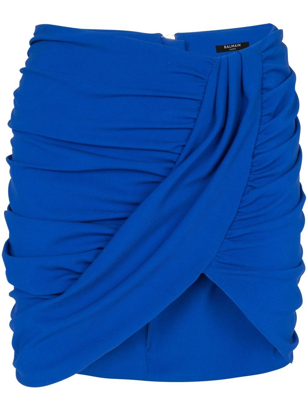Balmain Ruched Jersey Skirt — Cobalt Blue