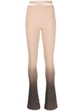 AndreĀdamo Ombré Ribbed Flared Leggings — Beige