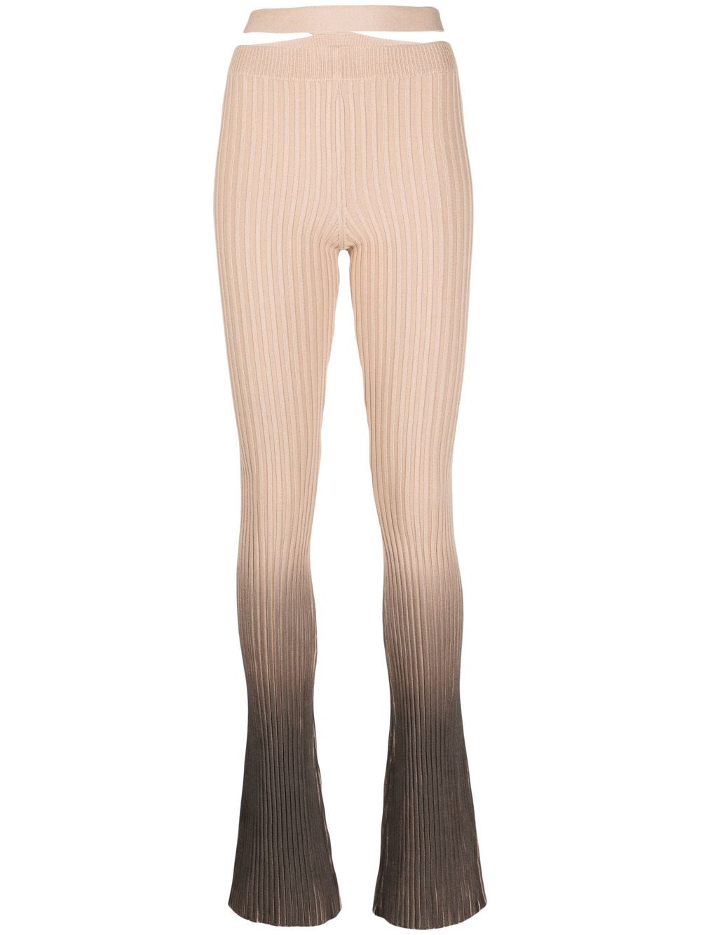 AndreĀdamo Ombré Ribbed Flared Leggings — Beige