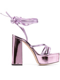 Giuseppe Zanotti Metallic Leather Platform Heel — Pink