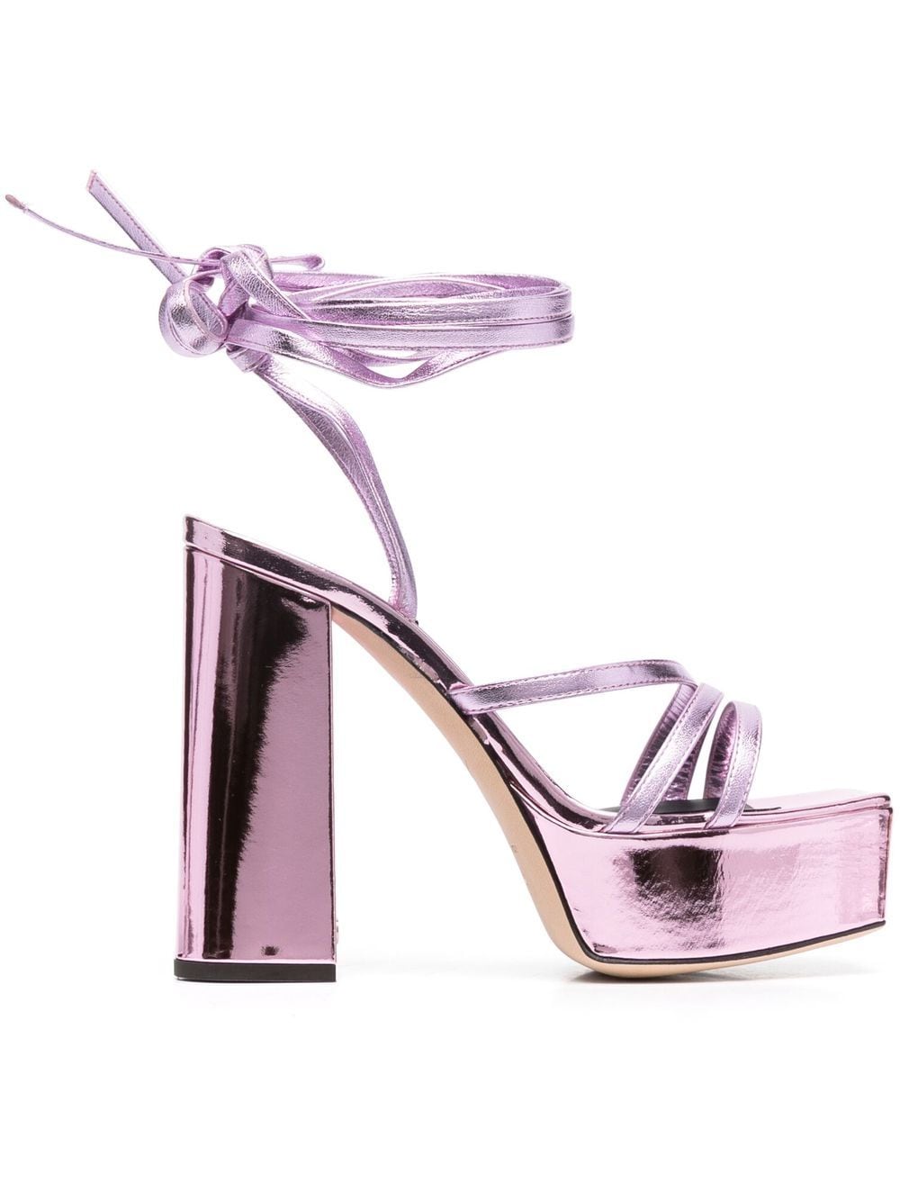 Giuseppe Zanotti Metallic Leather Platform Heel — Pink