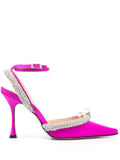 Mach & Mach Crystal-Embellished Satin Slingback Pump — Fuchsia