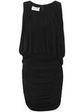Saint Laurent Draped Ruched Jersey Minidress — Black