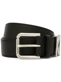 Dolce & Gabbana Logo-Plaque Leather Belt — Black