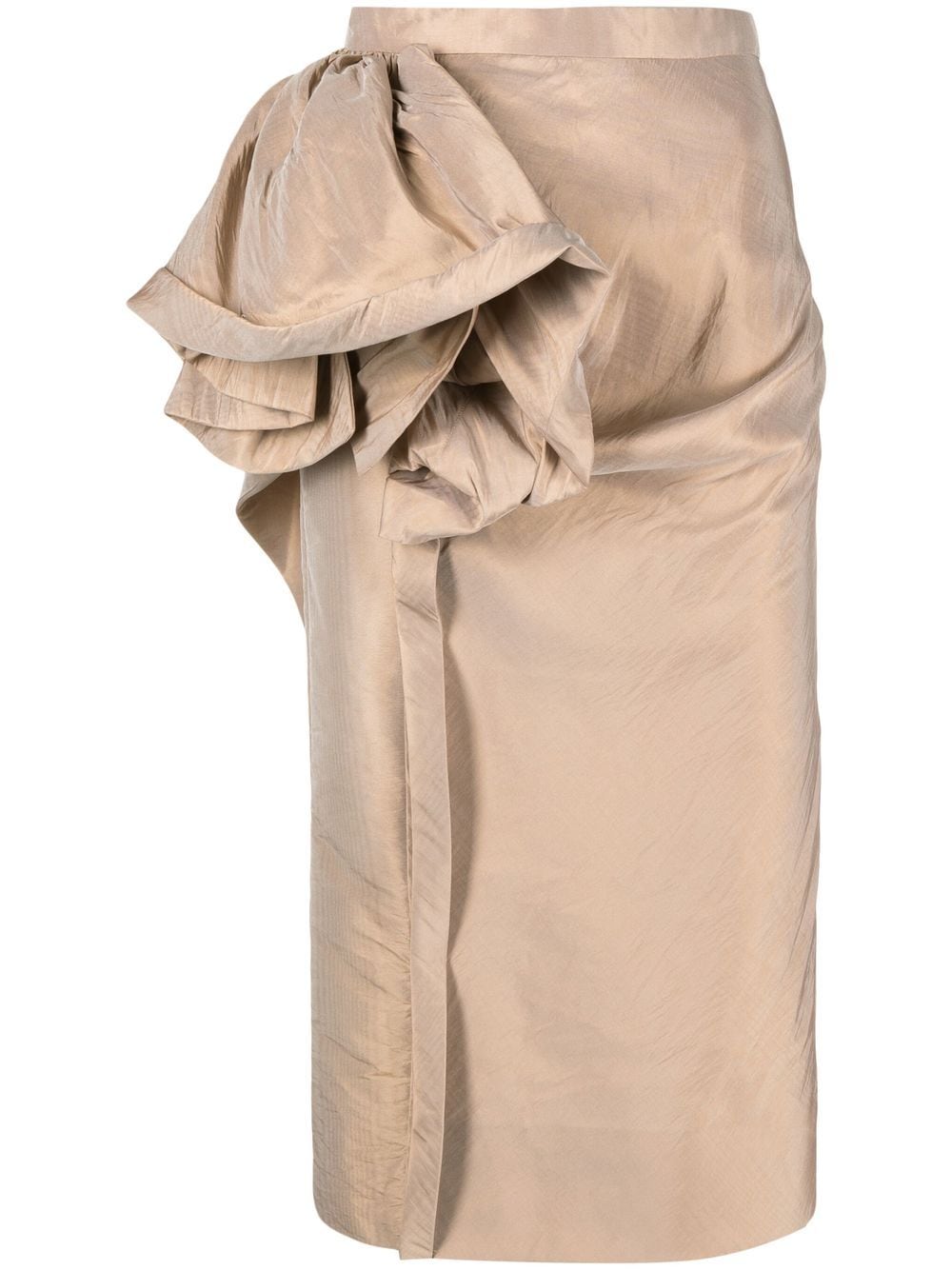 Maison Margiela Ruffled Linen Skirt — Beige
