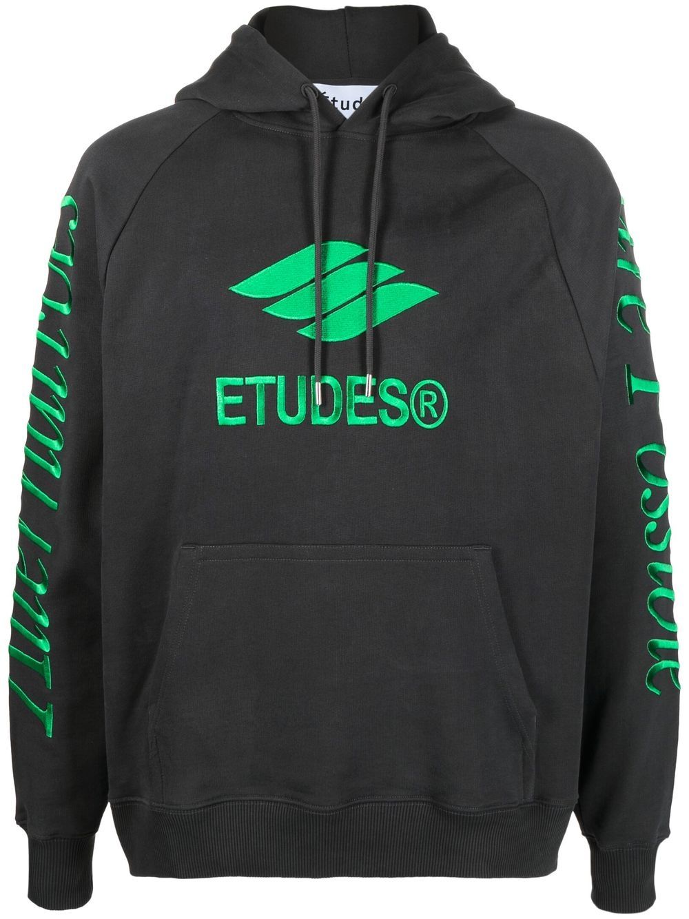 Études Logo-Embroidered Organic Cotton Hoodie — Black