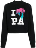 Palm Angels Logo-Print Organic Cotton Sweatshirt — Black