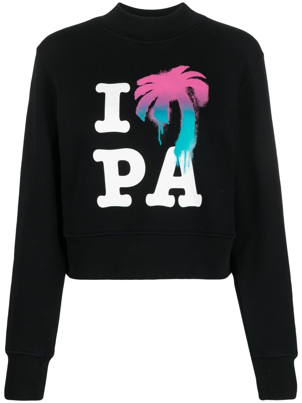 Palm Angels Logo-Print Organic Cotton Sweatshirt — Black