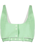 Ganni Organic Cotton Cropped Tank Top — green