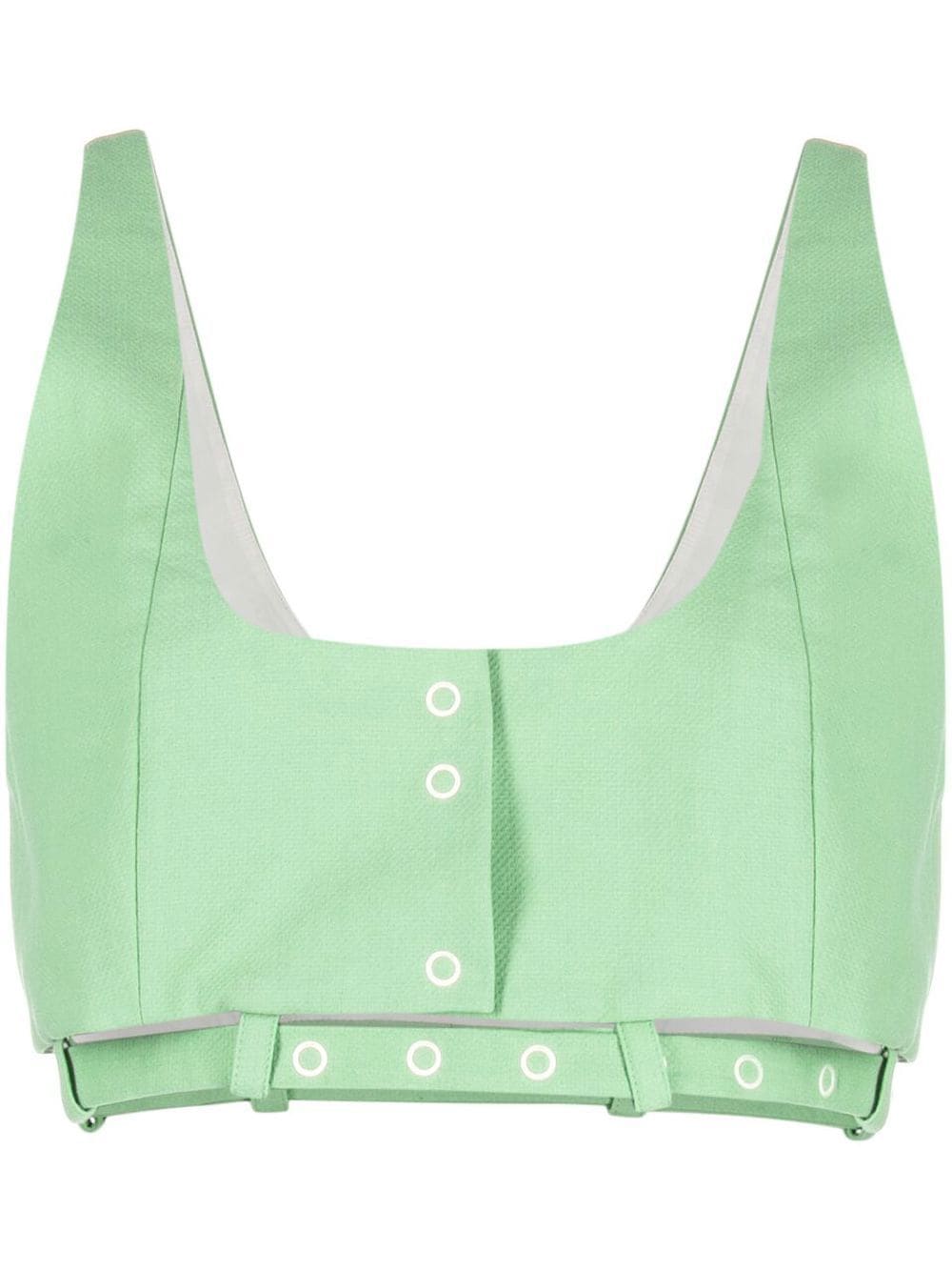Ganni Organic Cotton Cropped Tank Top — green