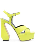 Si Rossi Sculpted-Heel Platform Heel Sandal — Lime