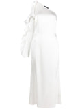 David Koma Ruffled One-Shoulder Dress — White