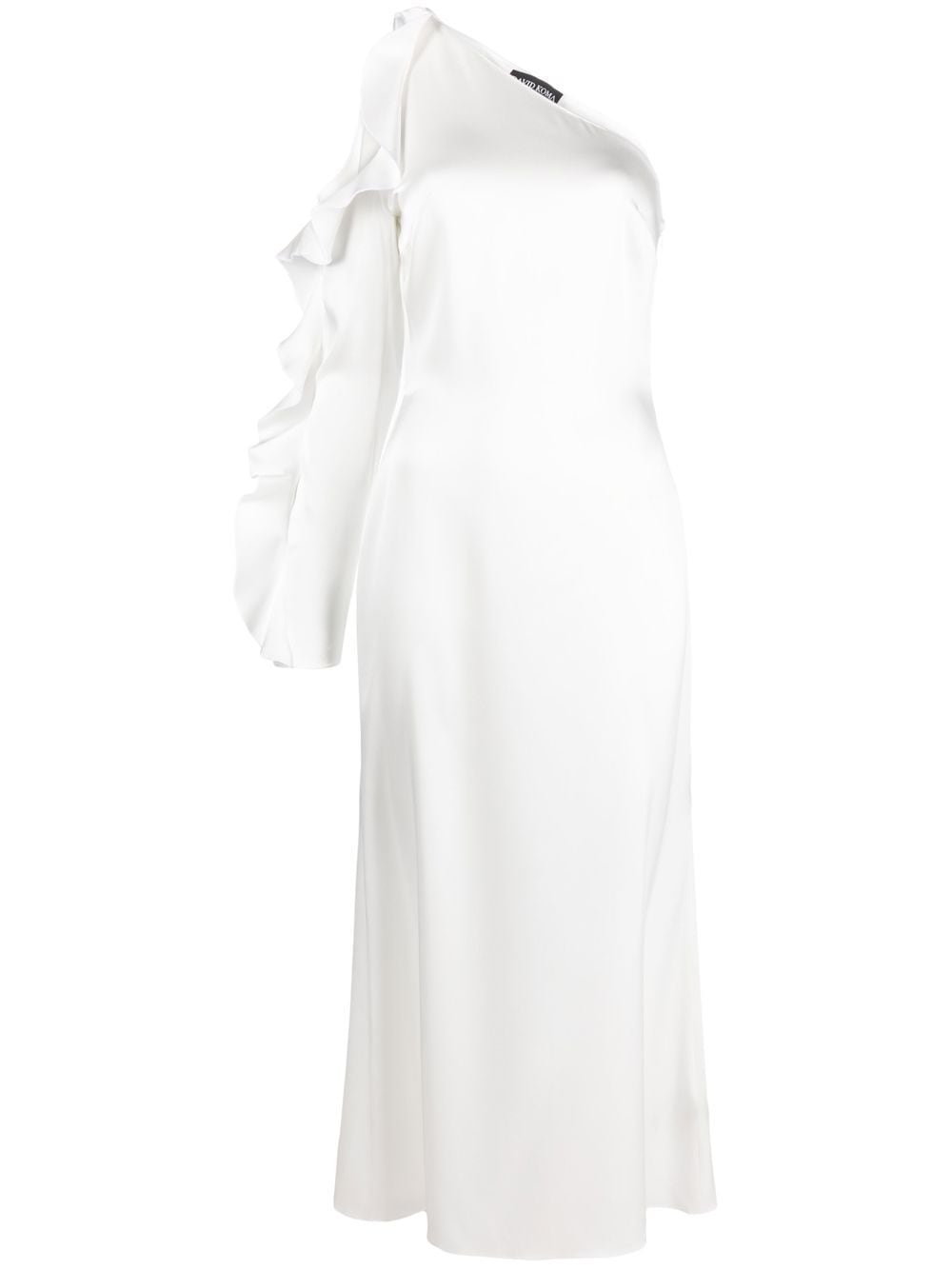 David Koma Ruffled One-Shoulder Dress — White