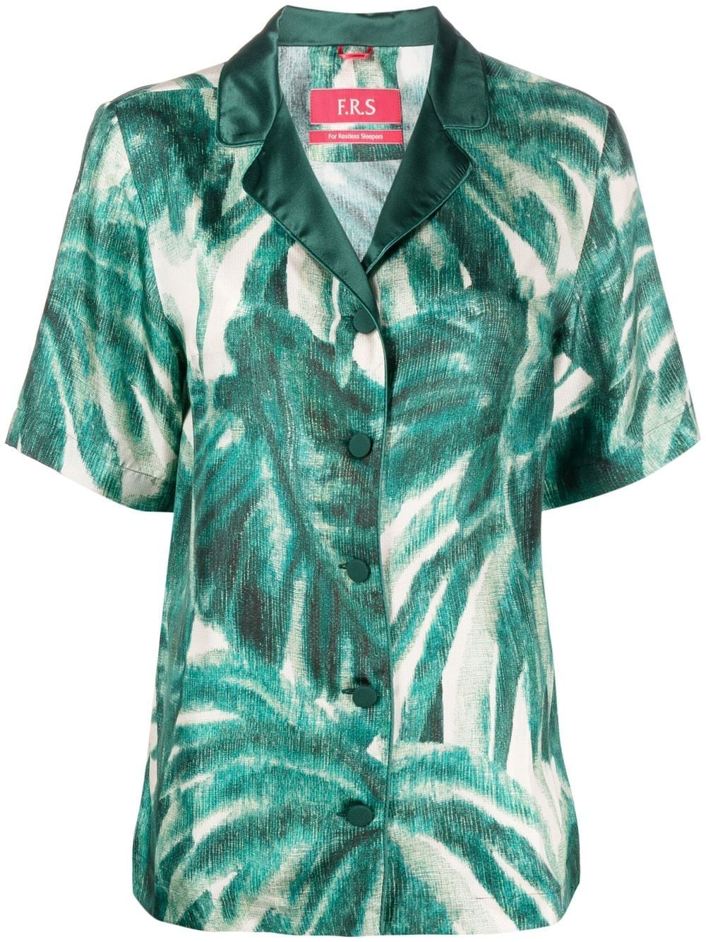F.R.S . Printed Silk Pajama Shirt — Green