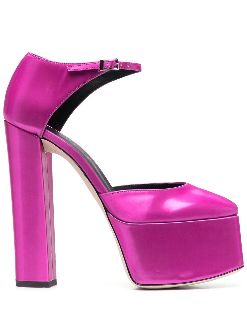 Giuseppe Zanotti Fuchsia Metallic Leather Platform Heel — Fuchsia