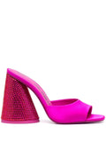 The Attico Crystal-Embellished Satin Mule — Fuchsia