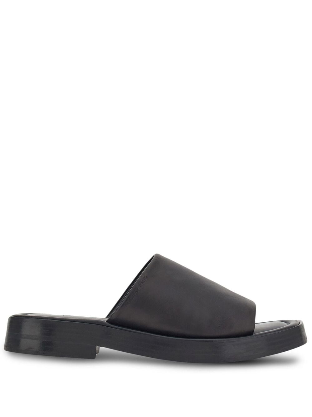 Ferragamo Crossover-Strap Leather Sandal — Black