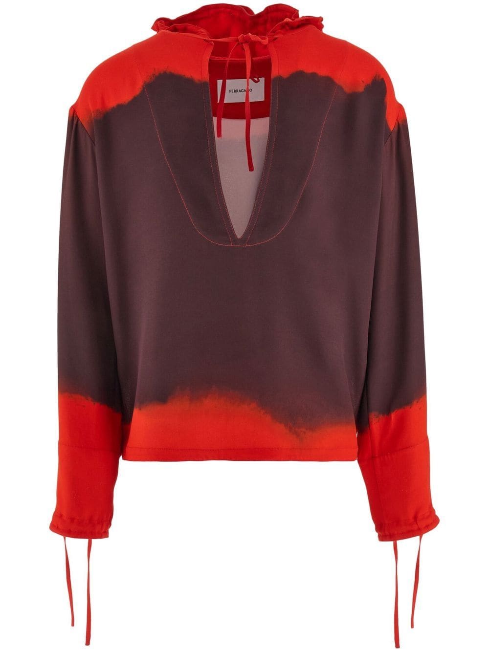 Ferragamo Gradient-Effect Hoodie — Red