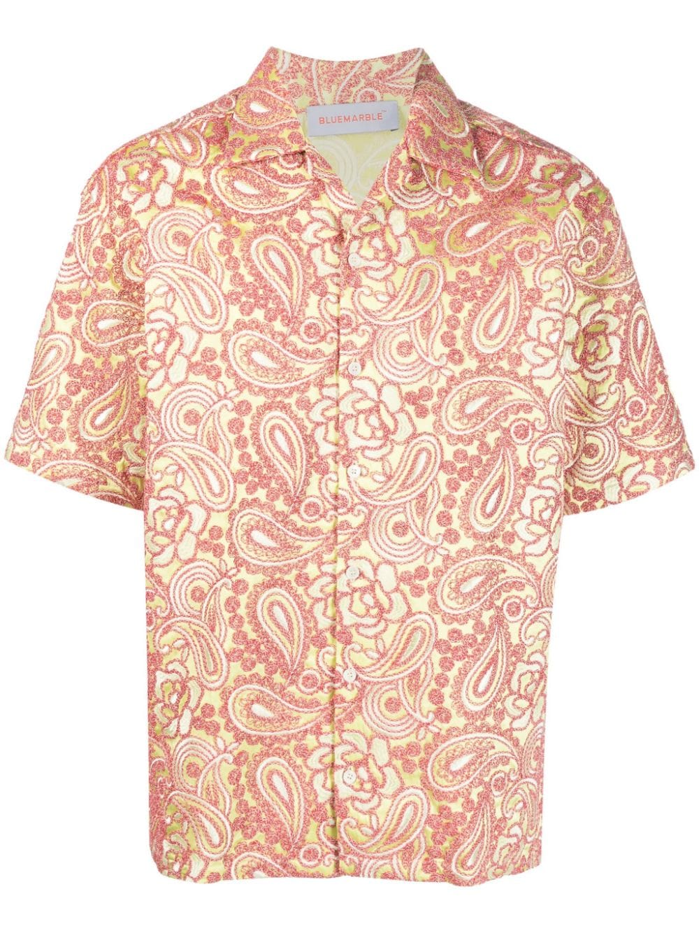 Bluemarble Paisley-Print Short-Sleeve Shirt — Red