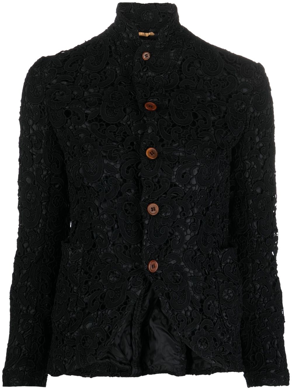 Comme Comme Floral-Embroidered Jacket — Black