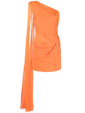 Roland Mouret Asymmetric One-Shoulder Silk Crepe Dress — Orange