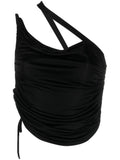 AndreĀdamo One-Shoulder Ruched Tank Top — Black