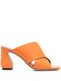 Si Rossi Calf Leather Block Heel Mule — Orange