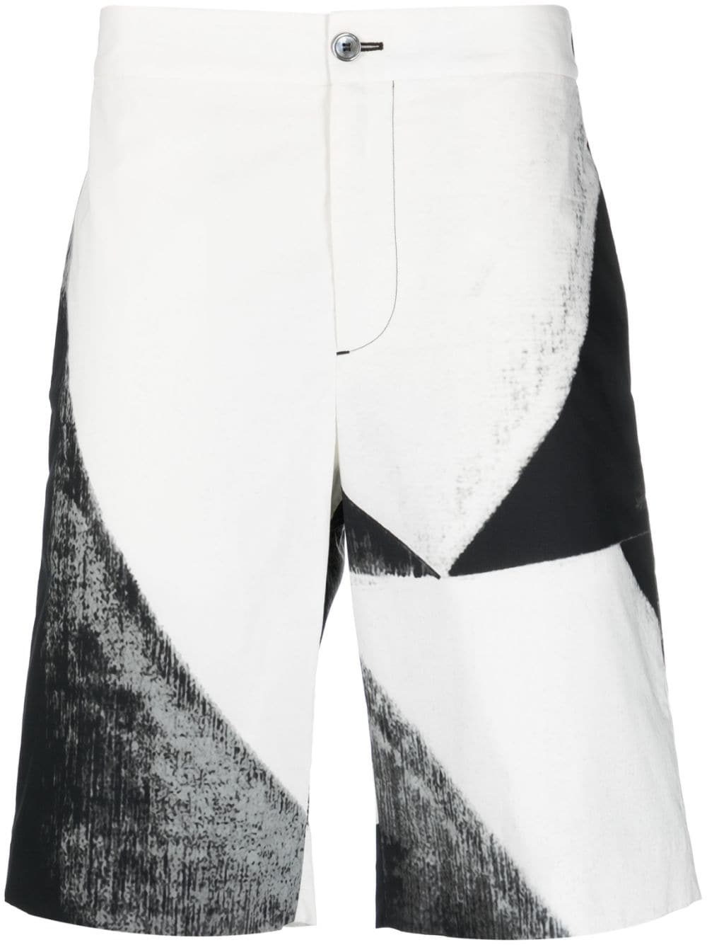 Alexander McQueen Abstract-Print Cotton Bermuda Shorts — White