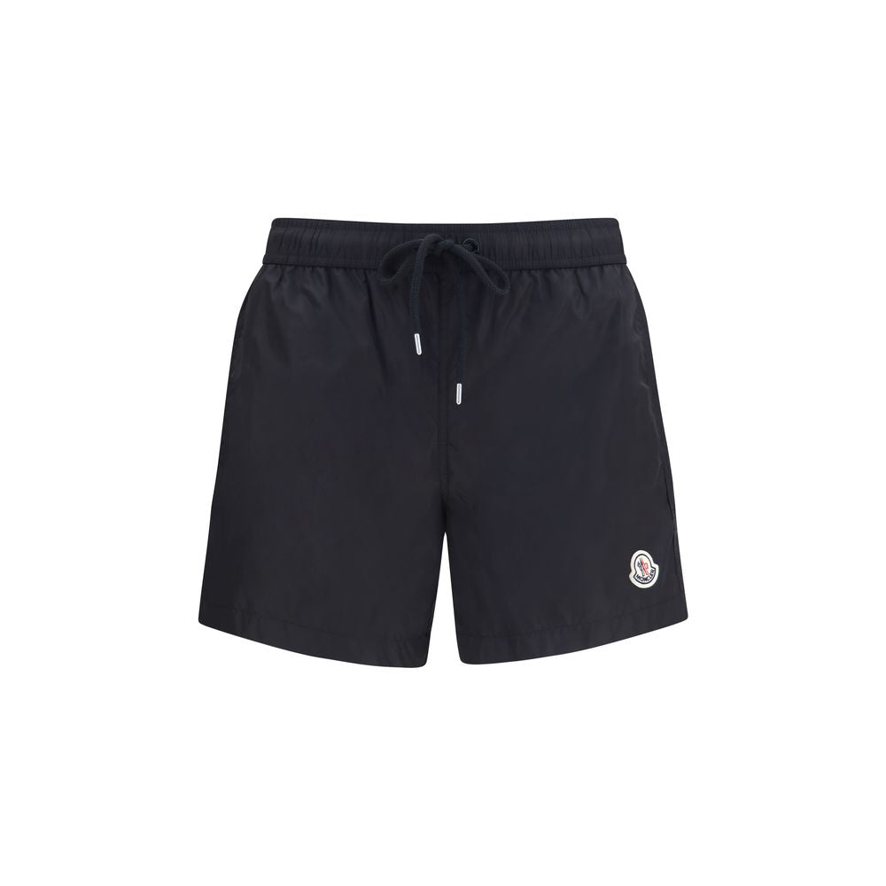 Moncler Logo-Patch Polyamide Swim Shorts — Black