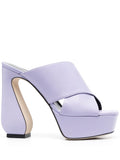 Si Rossi Platform Leather Heel Mule — Lilac