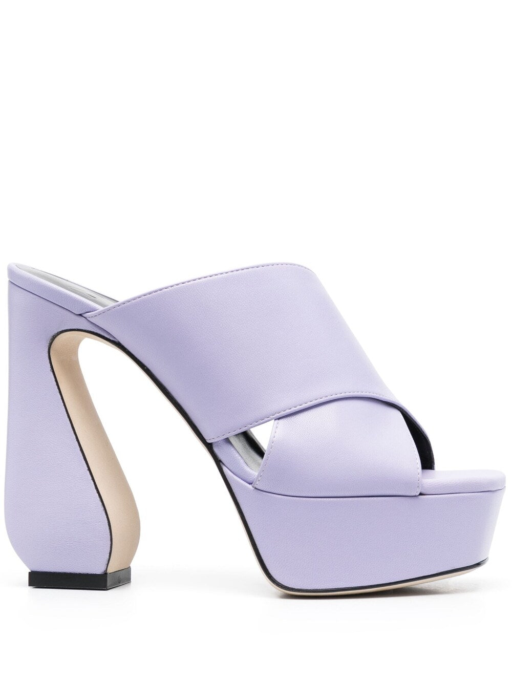 Si Rossi Platform Leather Heel Mule — Lilac