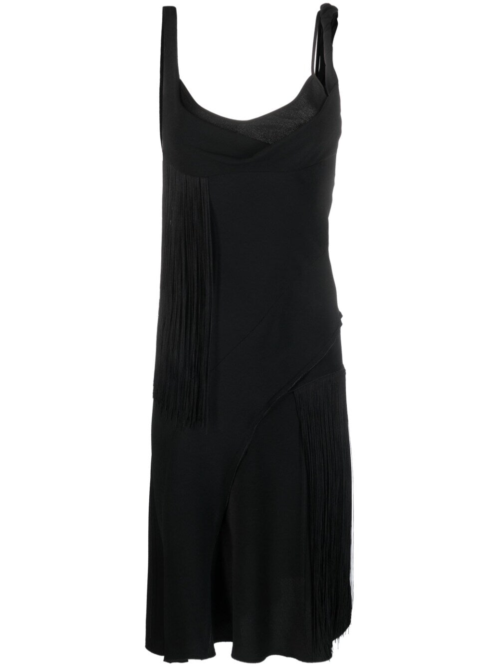 Victoria Beckham Asymmetric Fringe Dress — Black
