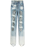 Rui Cut-Out Distressed Jeans — Light Blue