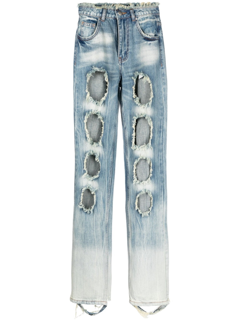 Rui Cut-Out Distressed Jeans — Light Blue