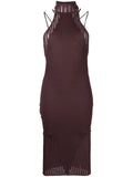AndreĀdamo Ribbed Knit Halterneck Dress — Brown