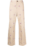 Junya Watanabe Cartoon-Print Cotton Trousers — Beige
